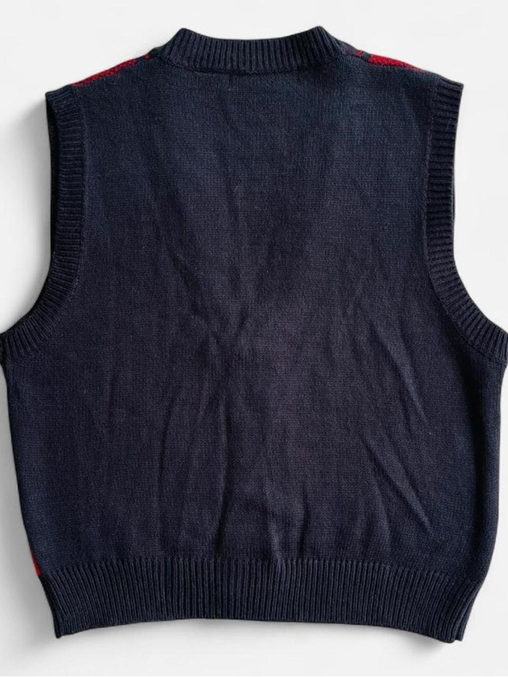 Vintage Karen Scott Red & Black Plaid Acrylic Knit Button Front Sweater Vest M - Picture 6 of 7